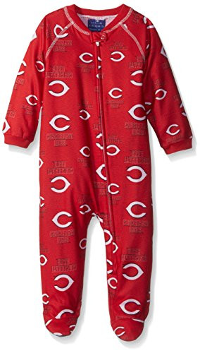 MLB Infant Reds Sleepwear All Over Print Zip Up Coverall  12 Months  Athletic Red