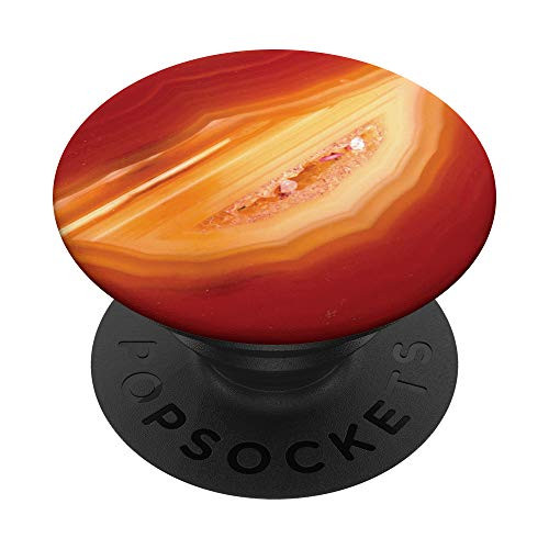 Orange Geode Crystal Orange Mineral Slice Agate PopSockets Grip and Stand for Phones and Tablets