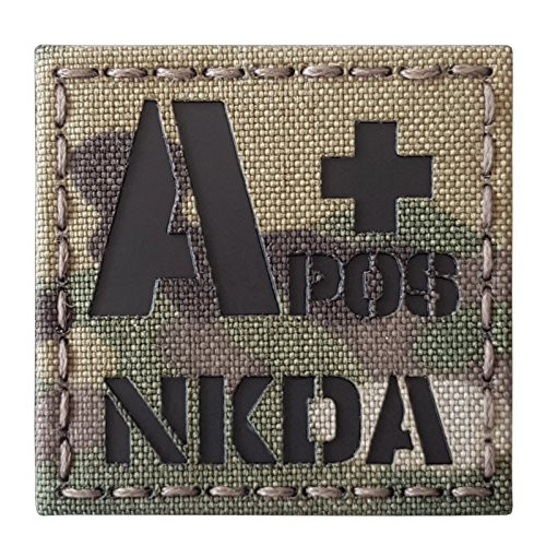 Multicam Infrared IR APOS NKDA APlus Blood Type 2x2 Tactical Morale Hook and Loop Patch