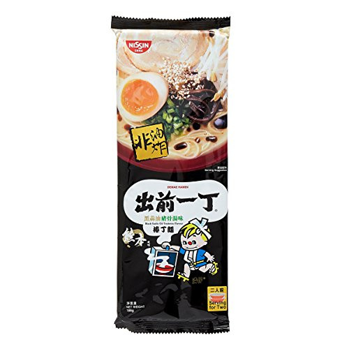 Nissin Demae Ramen Straight Noodle Black Garlic Oil Tonkotsu Flavour Instant Noodle 186g