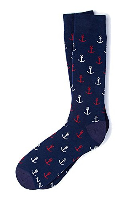 Men's Hipster Designer Nautical Anchors Novelty Crew Dress Socks  Navy Blue Red  and  White Men's Hipster Designer Nautical Anchors Novelty Crew Dress Socks  Navy Blue Red  and  White