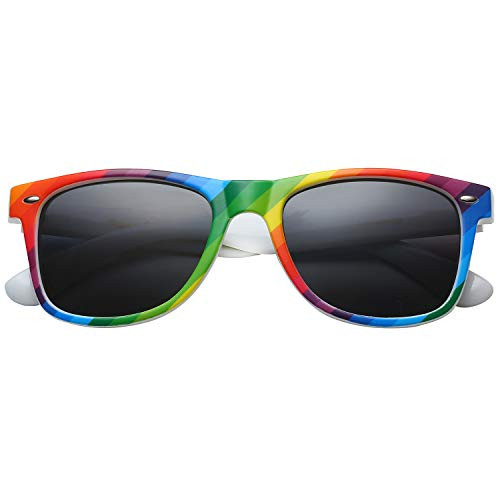 Polarspex Polarized 80's Retro Classic Trendy Unisex Sunglasses for Men and Women  Brilliant Rainbow  Smoke  52