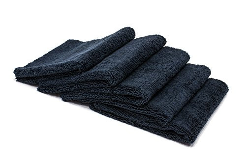 Autofiber Zeroedge Detailing Towel  Pack of 5  Edgeless Microfiber Polishing  Buffing  Window  Glass  Waterless  Rinseless  Car Wash Towels  360 GSM  Black