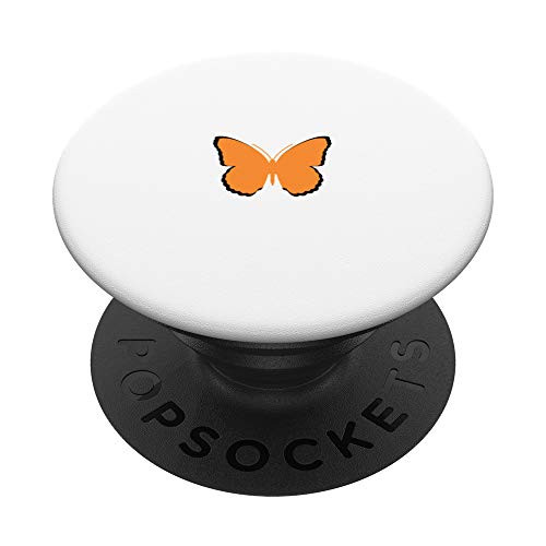 Minimal Boho Orange Summer Butterfly PopSockets PopGrip  Swappable Grip for Phones  and  Tablets