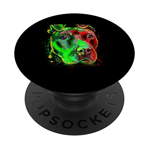 Colorful Pitbull Dog Breed Owner Paint Lover Painting Gift PopSockets PopGrip  Swappable Grip for Phones  and  Tablets
