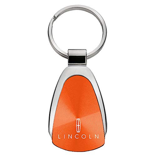Genuine Lincoln Orange Logo Metal Chrome Tear Drop Key Chain Ring Fob