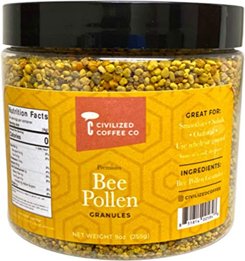 Civilized Coffee Bee Pollen Granules for Smoothies  and  Toppings Jar  9 oz Civilized Coffee Bee Pollen Granules for Smoothies  and  Toppings Jar  9 oz