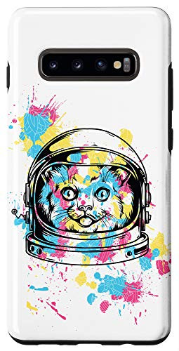 Galaxy S10Plus Space Astro Cat Astronaut Kitten Paint Splatter Case