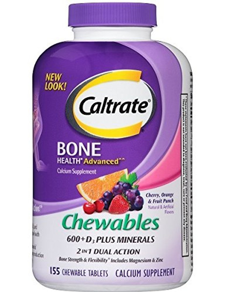 Caltrate 600PlusD3 Plus Minerals  Cherry  Orange  and Fruit Punch  155 Count  Calcium  and  Vitamin D3 Chewable Supplement  600mg