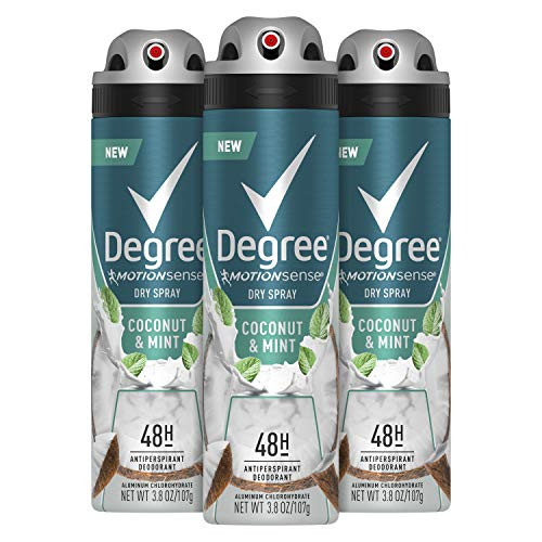 Degree Men Antiperspirant Deodorant Spray Coconut  and  Mint 48-Hour Protection 3.8 Ounce  3 Count