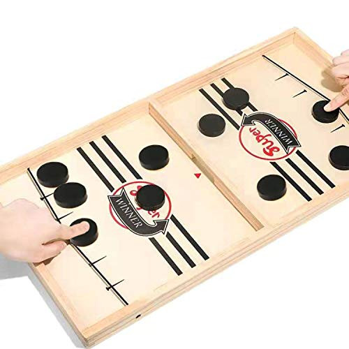 Fast Sling Puck Game Slingshot Game Winner Board Game Wooden Hockey Toy Desktop Battle Game for Parent-Child Family Interactive Chess Toy Board Table Game for Kid Adult