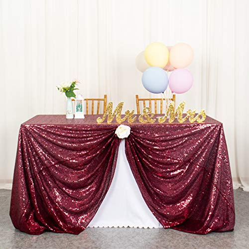 Sequin Tablecloth Burgundy 50x72-Inch Sequin Table Linens Wine Rectangle Tablecloth for Wedding Decor -190222E