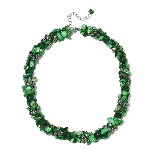 Shop LC Delivering Joy Green Shell Faceted Silvertone Bead Strand Necklace Fashion Jewelry for Women 20-23"