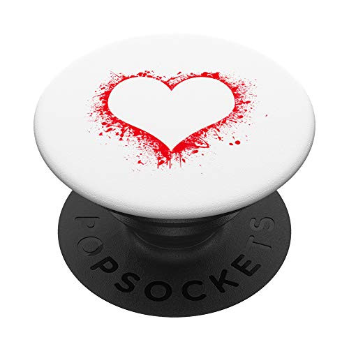 Red Acrylic Paint Splash Heart on White Cute PopSockets Grip and Stand for Phones and Tablets