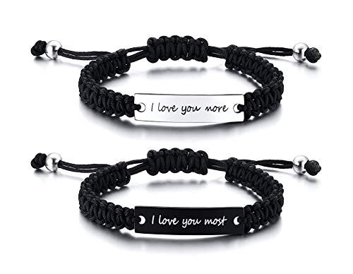 I love You More and I love you Most Stamped Couple Bracelets Handmade Rope Adjustable Wrist Bangle Bracelets for Lover His and Hers Matching Couple Bracelets Valentine Day Gift I love You More and I love you Most Stamped Couple Bracelets Handmade Rope Adjustable Wrist Bangle Bracelets for Lover His and Hers Matching Couple Bracelets Valentine Day Gift
