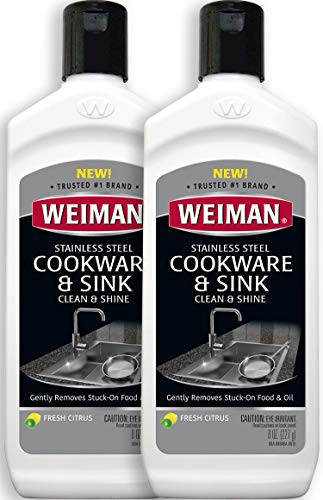 Weiman Stainless Steel Sink and Pots  and  Pans Cleaner and Polish - 2 Pack