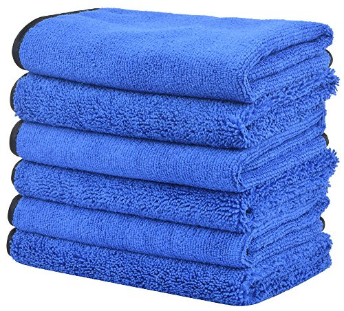 KinHwa Microfibre Car Cleaning Cloths Car Drying Towel Ultra Absorbent Car Wash Cloths Scratch Free Car Detail Towels  Blue  16inchx16inch