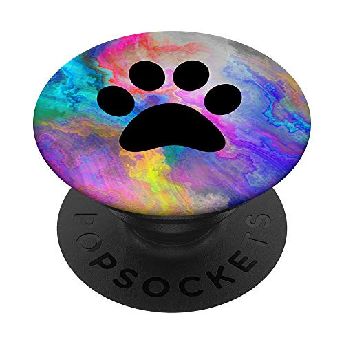 Cute Dog Paw Tie Dye Paint Blue Red Purple Rainbow Pattern PopSockets PopGrip  Swappable Grip for Phones  and  Tablets