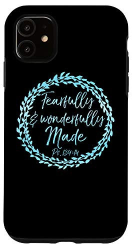 iPhone 11 Blue Floral Psalm 139 14 Flower Fearfully  and  Wonderfully Made Case