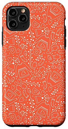 iPhone 11 Pro Max Design Gift Cute Christmas Doodle Pattern Decoration Orange Case