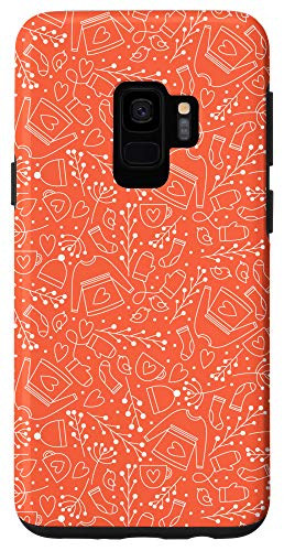 Galaxy S9 Design Gift Cute Christmas Doodle Pattern Decoration Orange Case