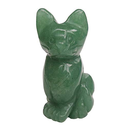 Gemgogo Natural Green Aventurine Crystals and Healing Stones  Pocket Carved Lucky Cat Figurines Collectibles 2 Inches Room Decor