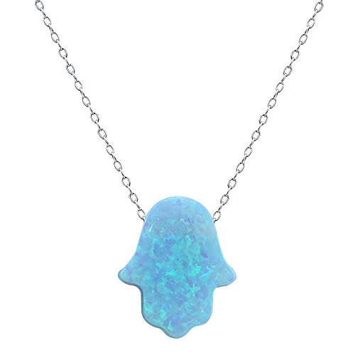 ZS Fire Opal Hamsa Hand Opal Pendant Multi Color Opal Necklace 925 Sterling Silver Necklace  Light Blue ZS Fire Opal Hamsa Hand Opal Pendant Multi Color Opal Necklace 925 Sterling Silver Necklace  Light Blue