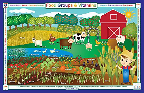 Tot Talk Food Groups & Vitamins Educational Placemat for Kids