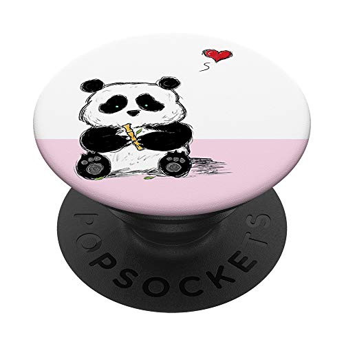 Loving Panda on a Pink Mat PopSockets Grip and Stand for Phones and Tablets