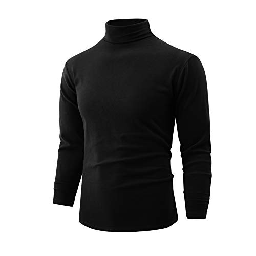 Aixdir Mens Black Turtleneck Shirt Lightweight Long Sleeve Mock Turtlenecks Pullover Slim Fit Sweater