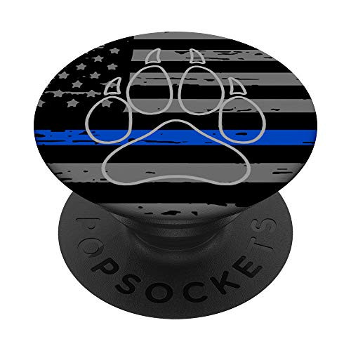 American Flag with Police Thin Blue Line and K9 Paw Print PopSockets PopGrip  Swappable Grip for Phones  and  Tablets