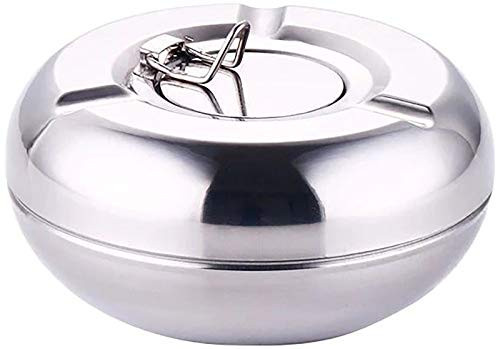 Chiconon Cigar Ashtray Stainless Steel Ash Holder Windproof Cigarette Ashtray with Lid for Outdoor Indoor Home Decoration