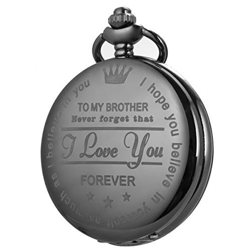 Pocket Watch Men Personalized Black Chain SIBOSUN Quartz Gift to My Brother Engraved Present Full Hunter Pocket Watch Men Personalized Black Chain SIBOSUN Quartz Gift to My Brother Engraved Present Full Hunter
