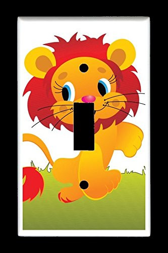 Single Toggle  1-toggle  Light Switch Plate Cover - African Wildlife Safari Animals - Cute Lion