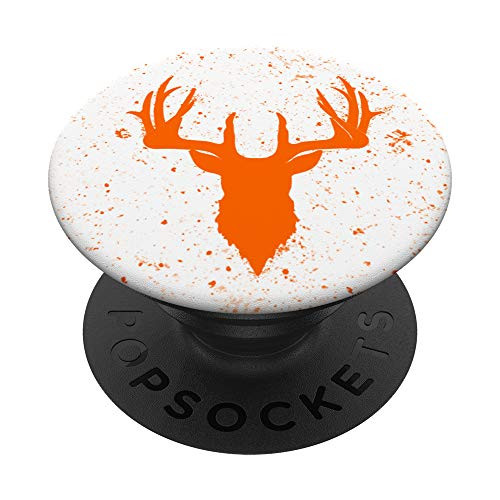 Deer Buck Hunting Men Women Orange White PopSockets Grip and Stand for Phones and Tablets