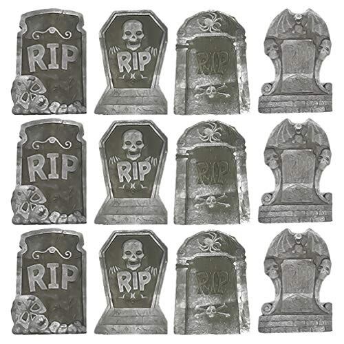 Toyvian 3pcs Halloween Foam RIP Graveyard Tombstones Ornaments Halloween Garden Yard Decorations Haunted House Props Random Style