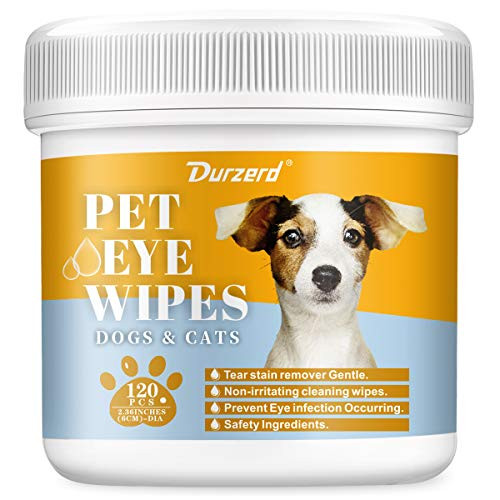 Durzerd pet Eye Wipes pet Wipes  Pet Tear Stain Wipes  Pet Eye Stain Remover Wipes for Dogs Cats  pet Eye Wipes for Dogs Eyes Gentle Tear 120 Pads Stain Wipes