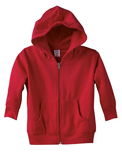 RABBIT SKINS Toddler Zip Jersey-Lined Hooded Sweatshirt  Red  2T