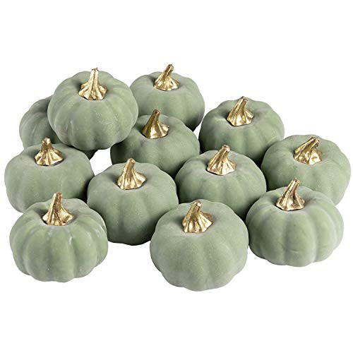 Whaline Artificial Pumpkins Bulk Vintage Green Pumpkin Harvest Lifelike Pumpkin Fake Foam Pumpkin for Fall Autumn Halloween Home Party Supply Thanksgiving Party House Kitchen Wedding Decor 12pcs Whaline Artificial Pumpkins Bulk Vintage Green Pumpkin Harvest Lifelike Pumpkin Fake Foam Pumpkin for Fall Autumn Halloween Home Party Supply Thanksgiving Party House Kitchen Wedding Decor 12pcs