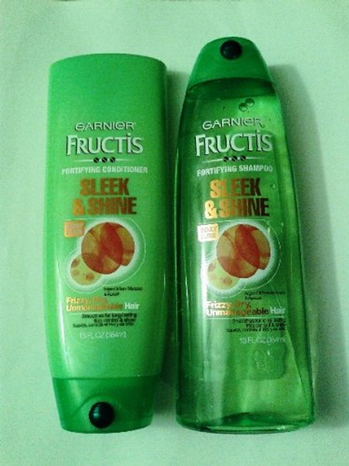 Garnier Fructis Fortifying Shampoo and Cream Conditioner  Sleek  and  Shine  Net Wt. 13 Fl Oz Each - One Set