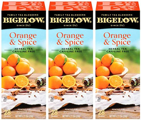 Bigelow Orange and Spice Herbal Tea 28-Count Box Pack of 3 Caffeine-Free Soothing Herbal Tea Sweetly Citrus-y Tea with an Herbal Twist in Foil-Wrapped Bags Bigelow Orange and Spice Herbal Tea 28-Count Box Pack of 3 Caffeine-Free Soothing Herbal Tea Sweetly Citrus-y Tea with an Herbal Twist in Foil-Wrapped Bags