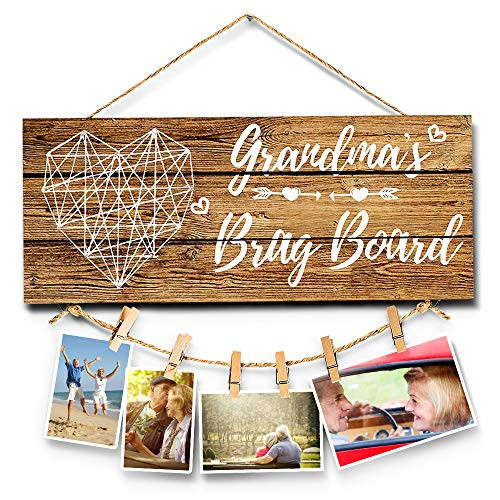ZOESOE Grandmas Brag Board Grandma Gifts - Birthday Gifts for Grandma from Granddaughter and Grandson - Grandpa Nana Grandmothers Photo Holder Picture Frame with 6 Clips ZOESOE Grandmas Brag Board Grandma Gifts - Birthday Gifts for Grandma from Granddaughter and Grandson - Grandpa Nana Grandmothers Photo Holder Picture Frame with 6 Clips