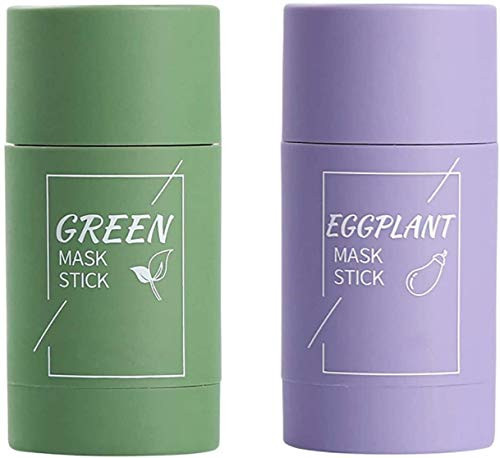 2PCS Green Tea Eggplant Purifying Clay Stick Mask  Face Moisturizes Oil Control  Deep Clean Pore  Blackhead Remover Acne Deep Cleansing  Improves Skin for Women Men  Green Tea Mask Eggplant Mask