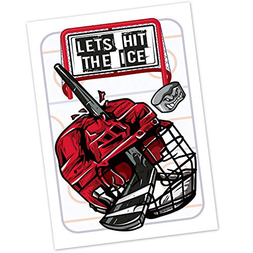 Hockey Birthday Party Invitations for Kids  20 Count with Envelopes  - Fill in The Blank Invites for Ice Hockey Player - Goalie - Winter Sports