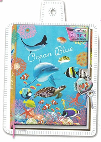 Hot Focus Diary with Lock  and  Keys Design Lenticular Ocean Blue