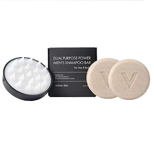 Biotin Shampoo Bars Hair  Beard  and  Body Wash - Plastic Free  Biotin and Natural  and  Organic Clean for All Hair Types  3.5 oz Bar 2-Packs 1 Shampoo Brush