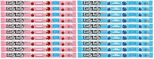 Laffy Taffy Rope  Cherry and Blue Raspberry  .81 Ounce  20 Pack  - with Two MYD Lollipops