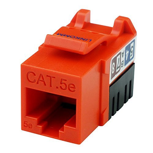 LINKOMM 10-Pack RJ45 Cat5e Slim Profile UTP Unshielded Keystone Jack  Orange