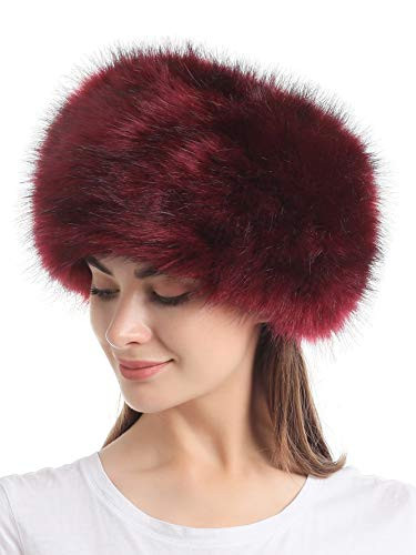 Soul Young Women's Winter Faux Fur Cossak Russian Style Hat. one Size Burgendy