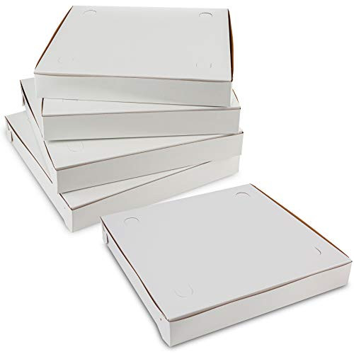 9" Length x 9" Width x 1.5" Depth Lock Corner Clay Coated White Thin Pizza Box by MT Products  20 Pieces